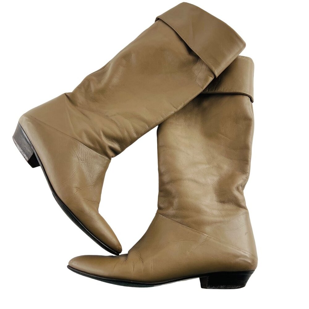 Eclisse Women's Taupe Tan Leather Pull On Boots size 7.5 N Made in Italy‎